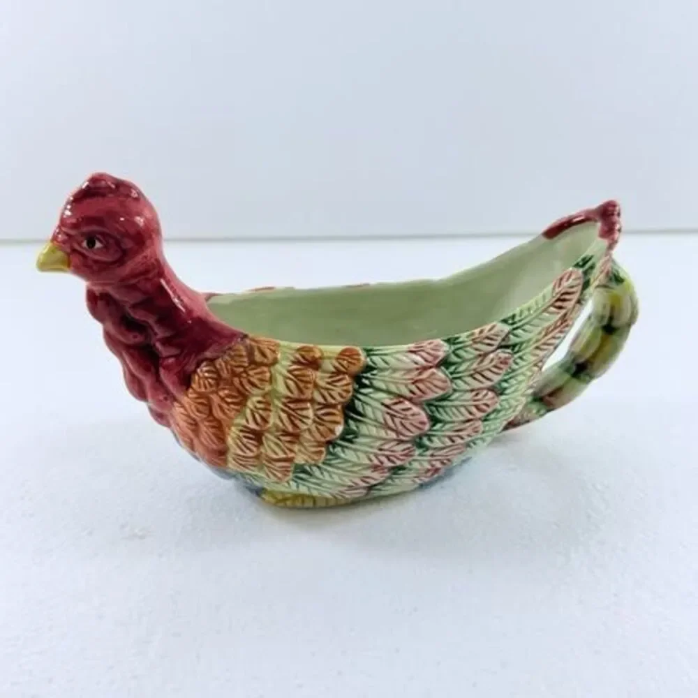 Vintage Benchmark NY Ceramic Turkey Gravy Boat Server Thanksgiving Fall Decor